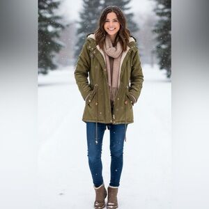 Olive Hooded Parka Jacket